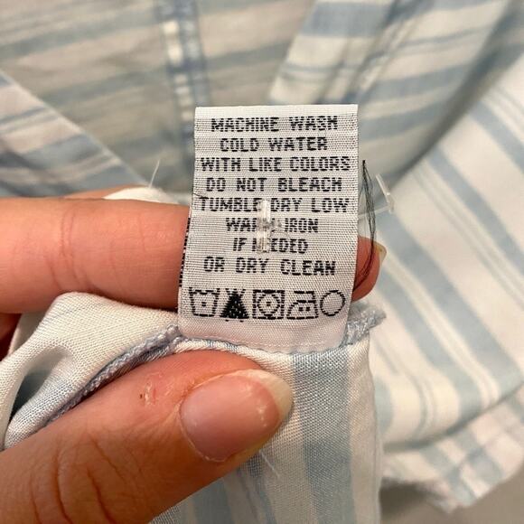 VELVET HEART | Blue White Striped Button Front Tie Blouse Tencel Top | Medium - Picture 6 of 7